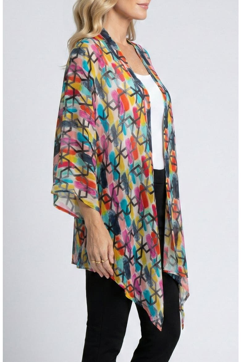 Floral Open Front Jacket, Alternate, color, RED/ BLACK MULTI