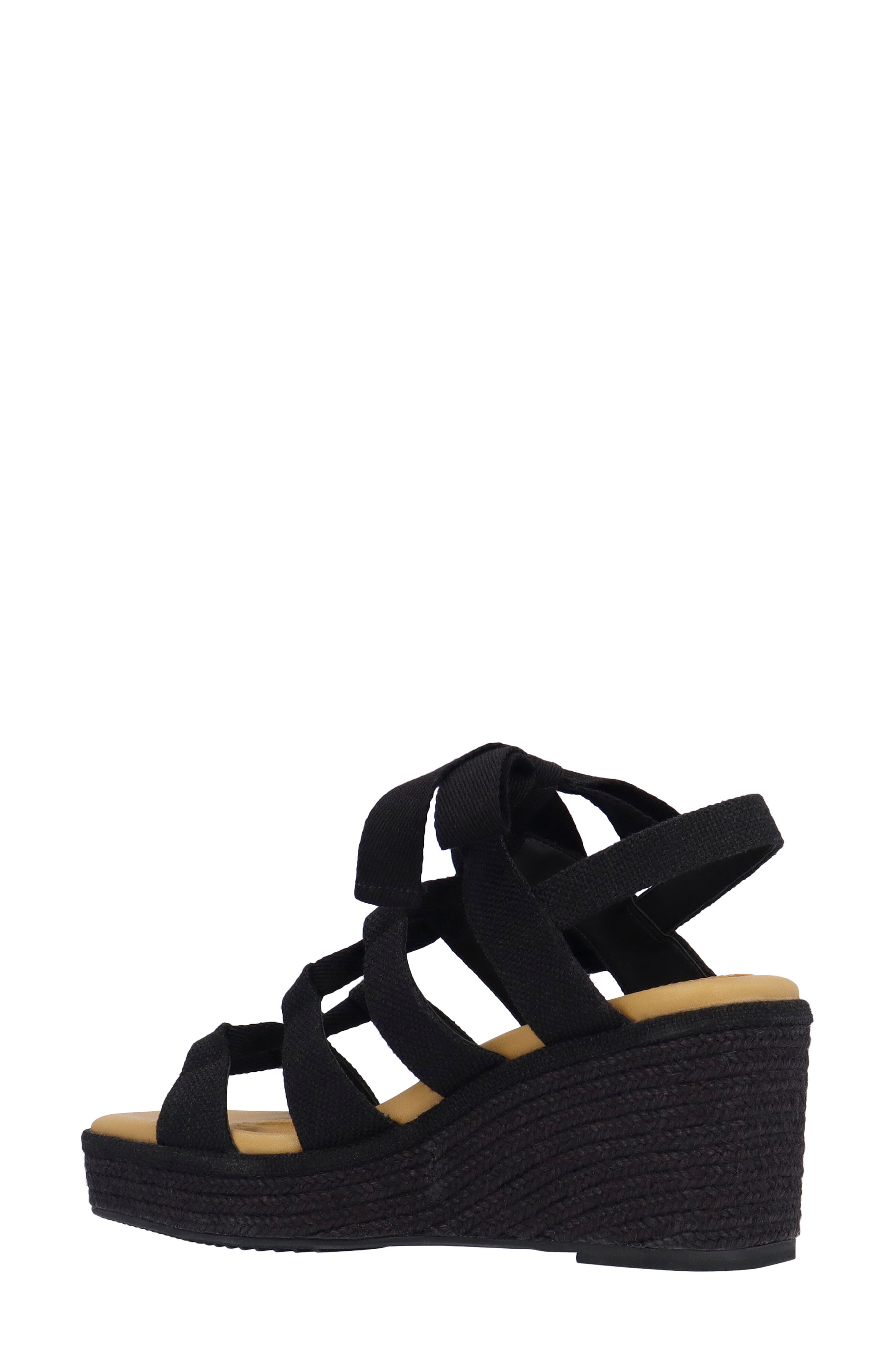 J. Reneé Garlynn Lace-Up Platform Wedge Sandal, Alternate, color, Black