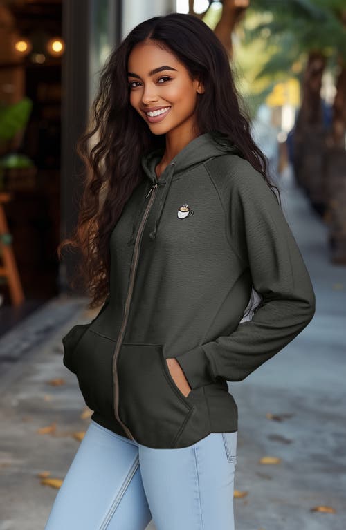 Dalix Cappuccino Zip Fleece Hoodie In Shadow