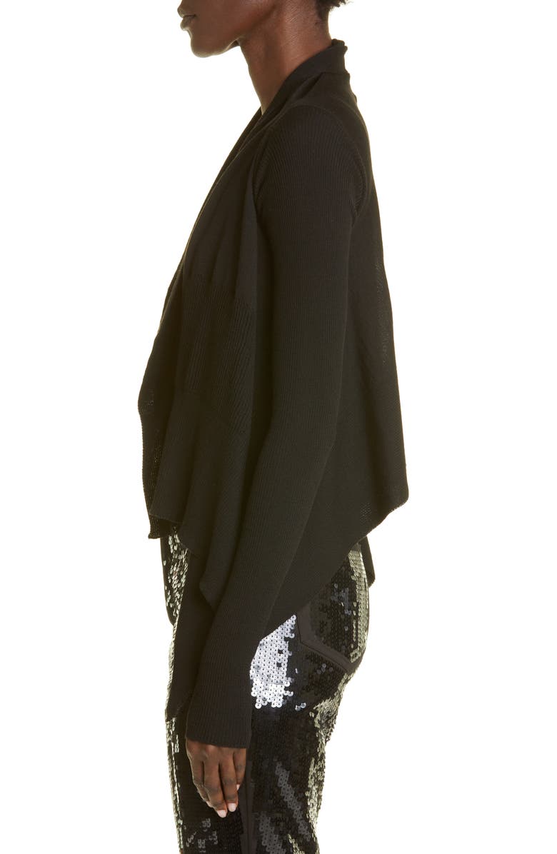 Rick Owens Open Front Waterfall Wool Cardigan, Alternate, color,