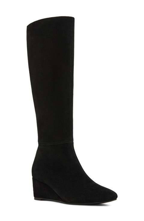 Bertha Waterproof Leather Knee High Wedge Boot
