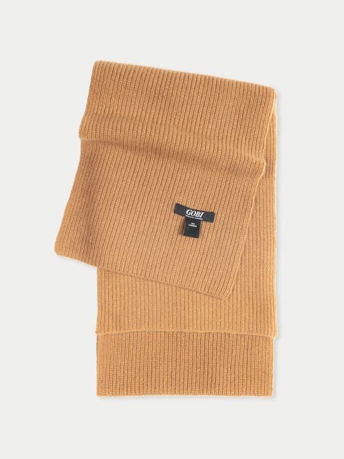 Gobi Mongolian Cashmere Fisherman Knit Scarf In Almond