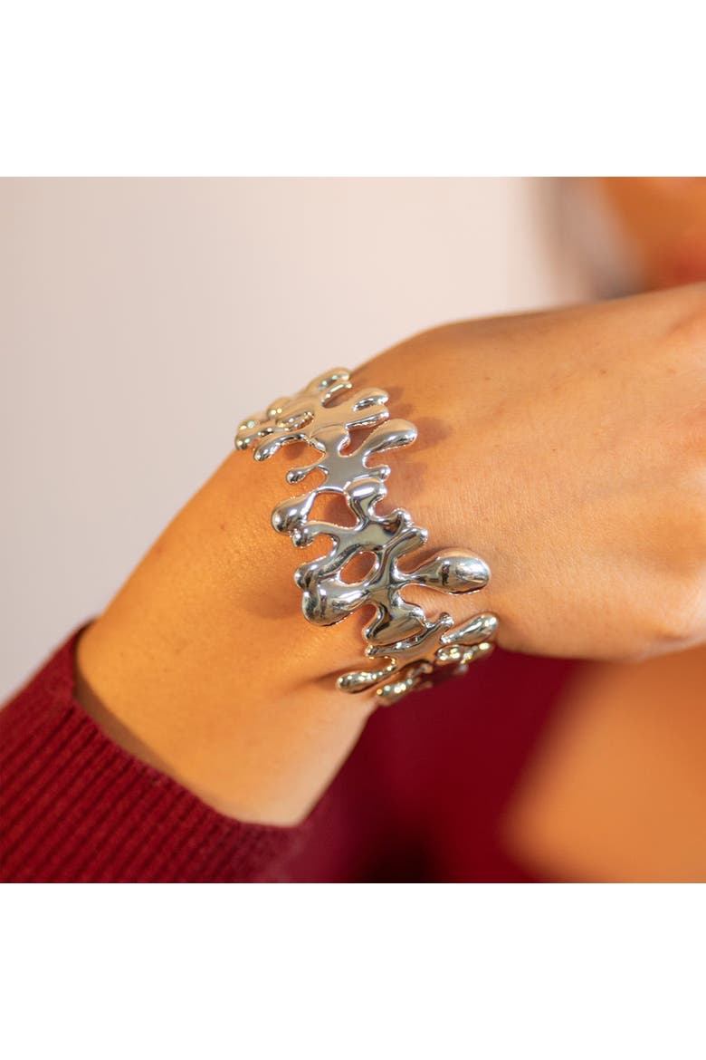 Splash Hinged Bangle, Alternate, color, Sterling Silver