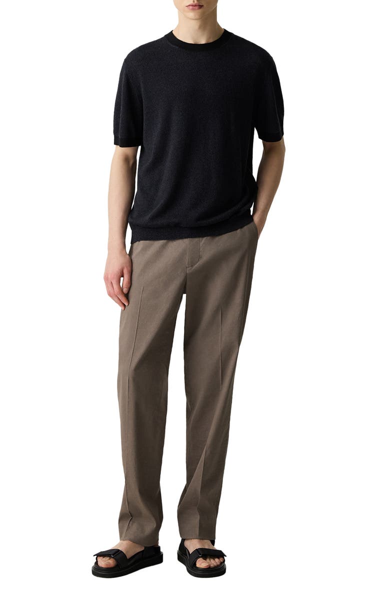 Theory Linen & Silk Short Sleeve Sweater, Alternate, color, Black