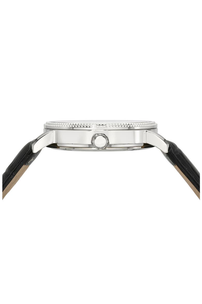 Veritas 1 Croc Embossed Leather Strap Watch, 40mm, Alternate, color, SILVER