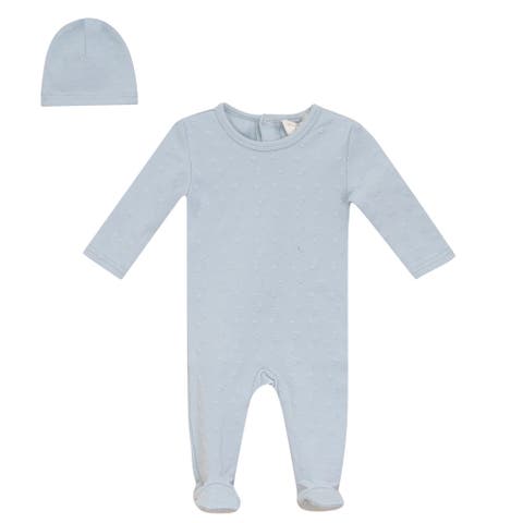 Boy Back Snap Puff Print Romper with Hat (Baby)