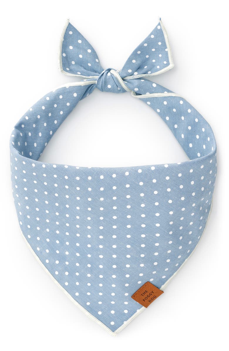 The Foggy Dog Chambray Dots Dog Bandana, Main, color, Blue