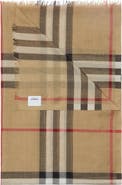 Burberry Giant Check Print Wool & Silk Scarf