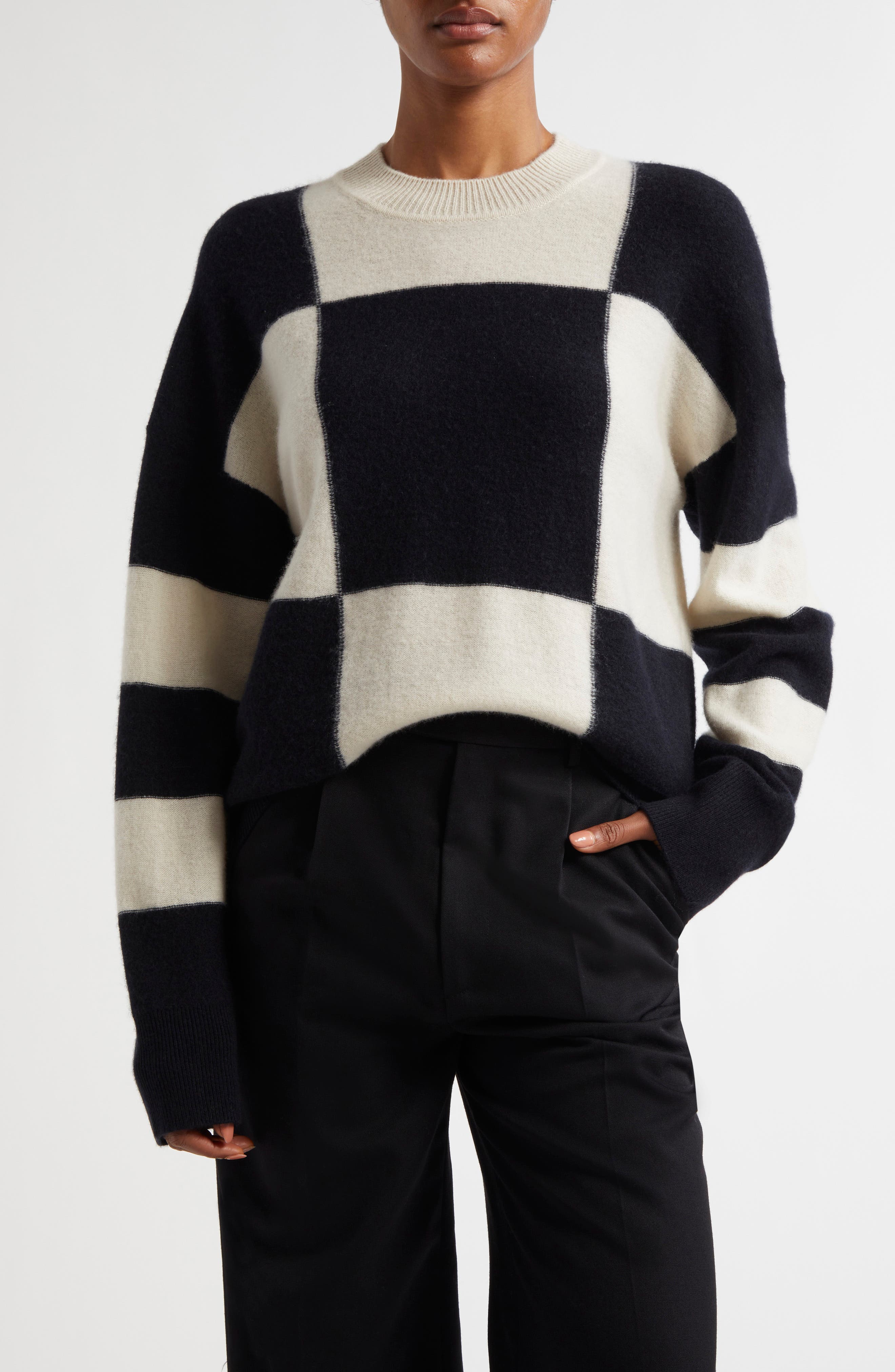 Reiss Becki Wool Blend Sweater in Black/White 