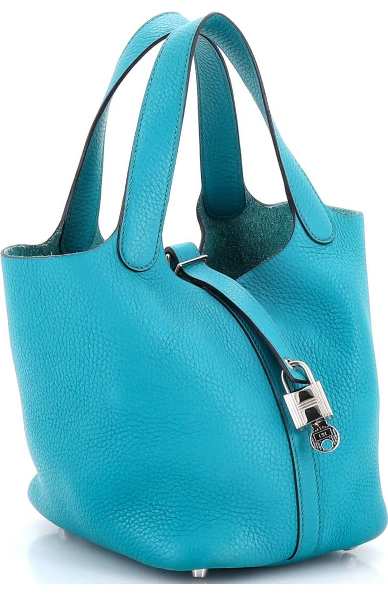 Pre-Owned Hermes Picotin Lock Bag Clemence MM, Alternate, color, Bleu Paon