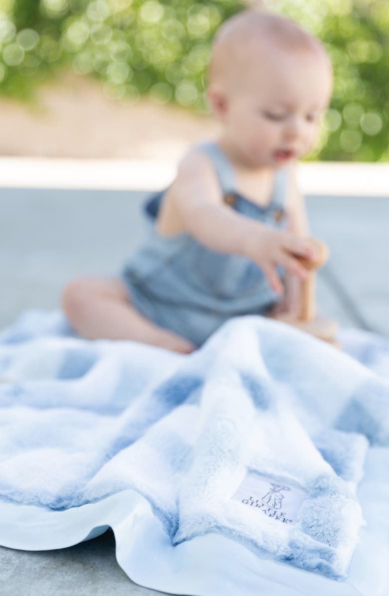 Little Giraffe Luxe Plaid Faux Fur Baby Blanket, Alternate, color, Blue