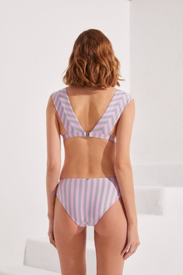 Beyond The Lines Deep V Top & Slip Bottom, Alternate, color, Lila/Silver
