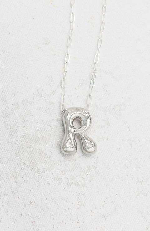 Small Paperclip Necklace with Silver Letter Charm