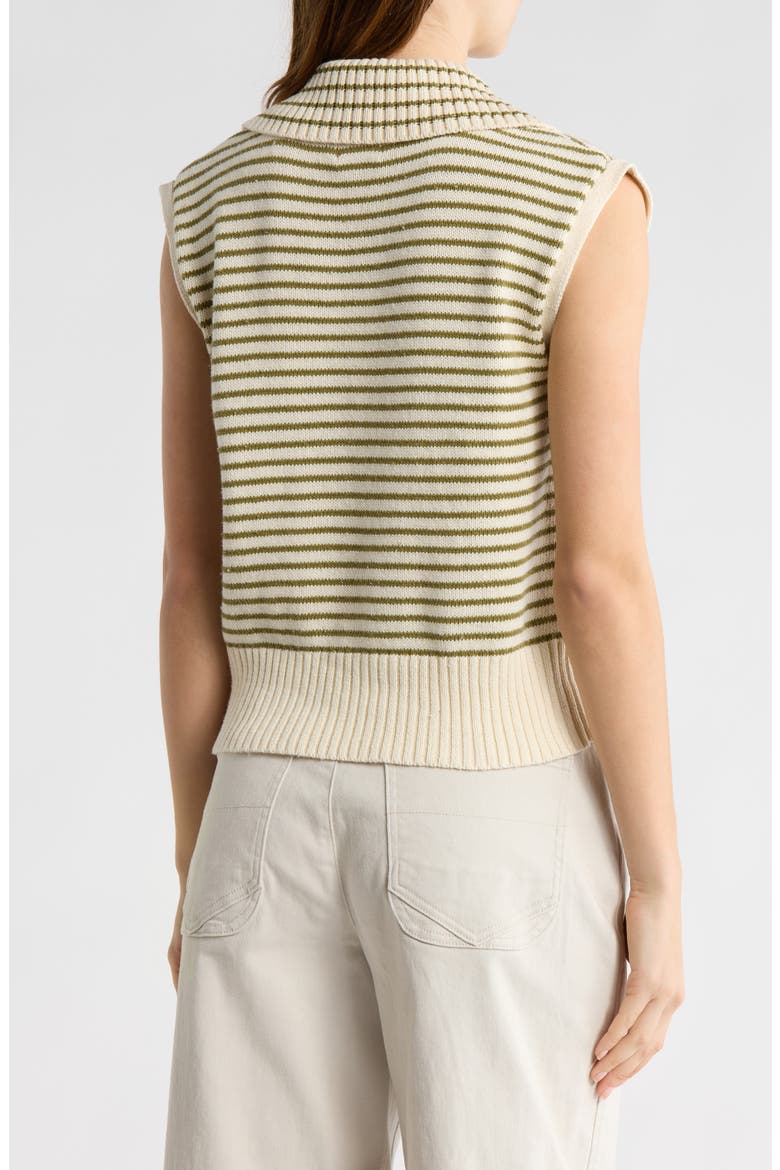 Stripe Johnny Collar Sweater, Alternate, color, NATURAL/ SAGE GREEN STRIPE