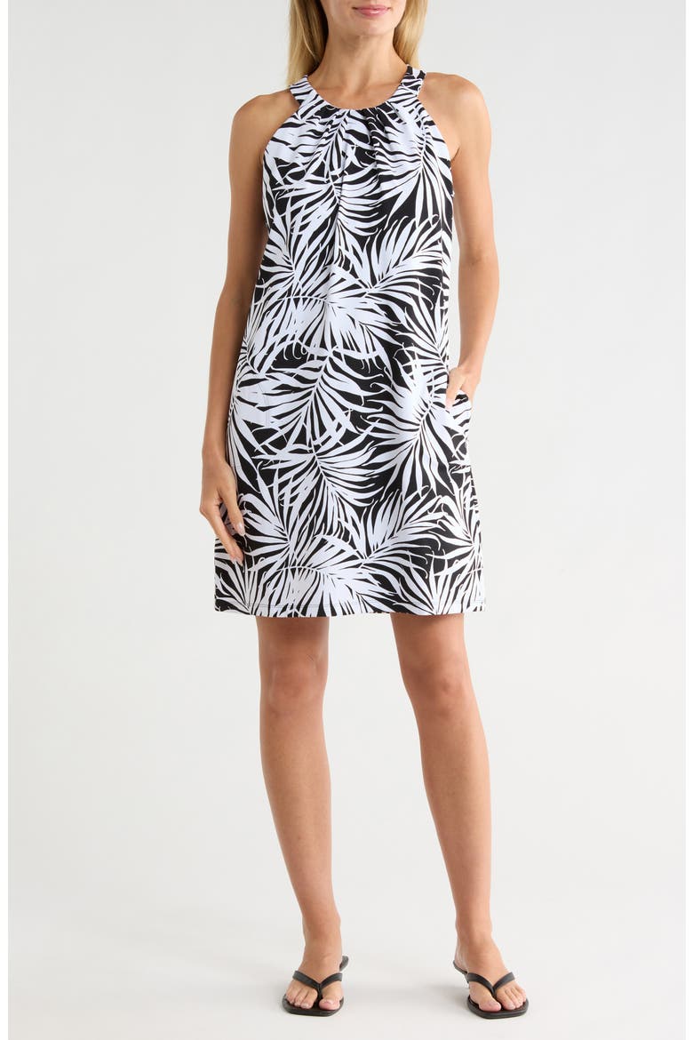 Aubrey Lorenzo Leaves Halter IslandZone® Dress, Main, color, BLACK