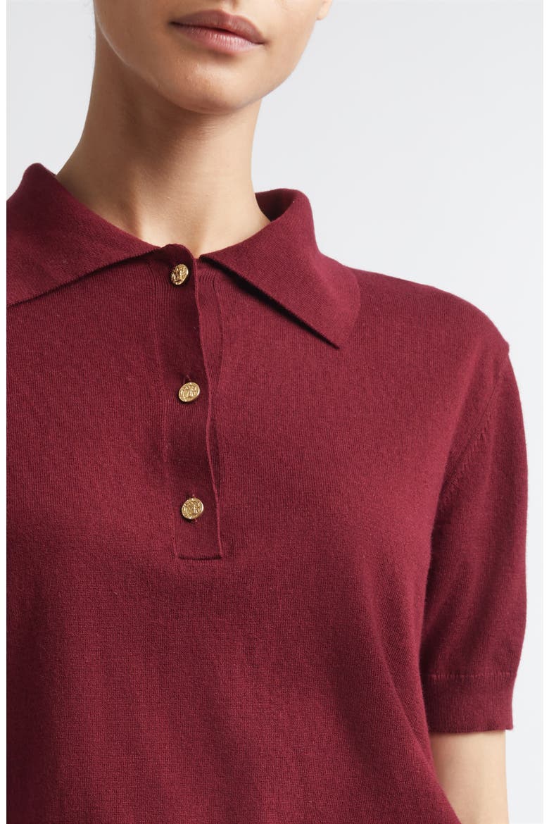 Pomposa Cotton, Silk & Cashmere Polo Sweater, Alternate, color, RED