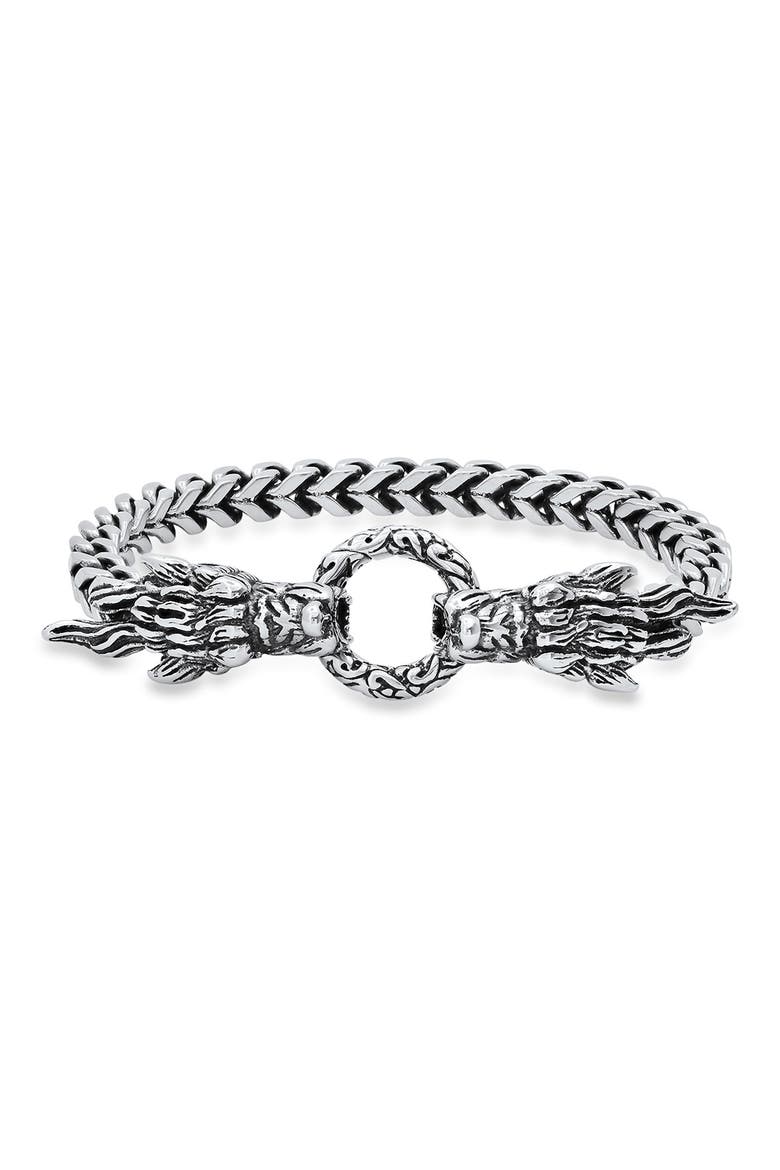 Men's Stainless Steel Dragon Head Bracelet, Main, color, METALLIC