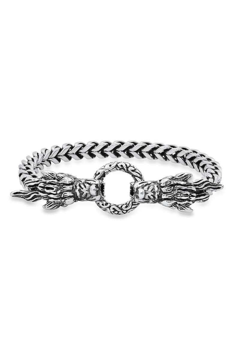 STEELTIME Men's Stainless Steel Dragon Head Bracelet, Main, color, Metallic