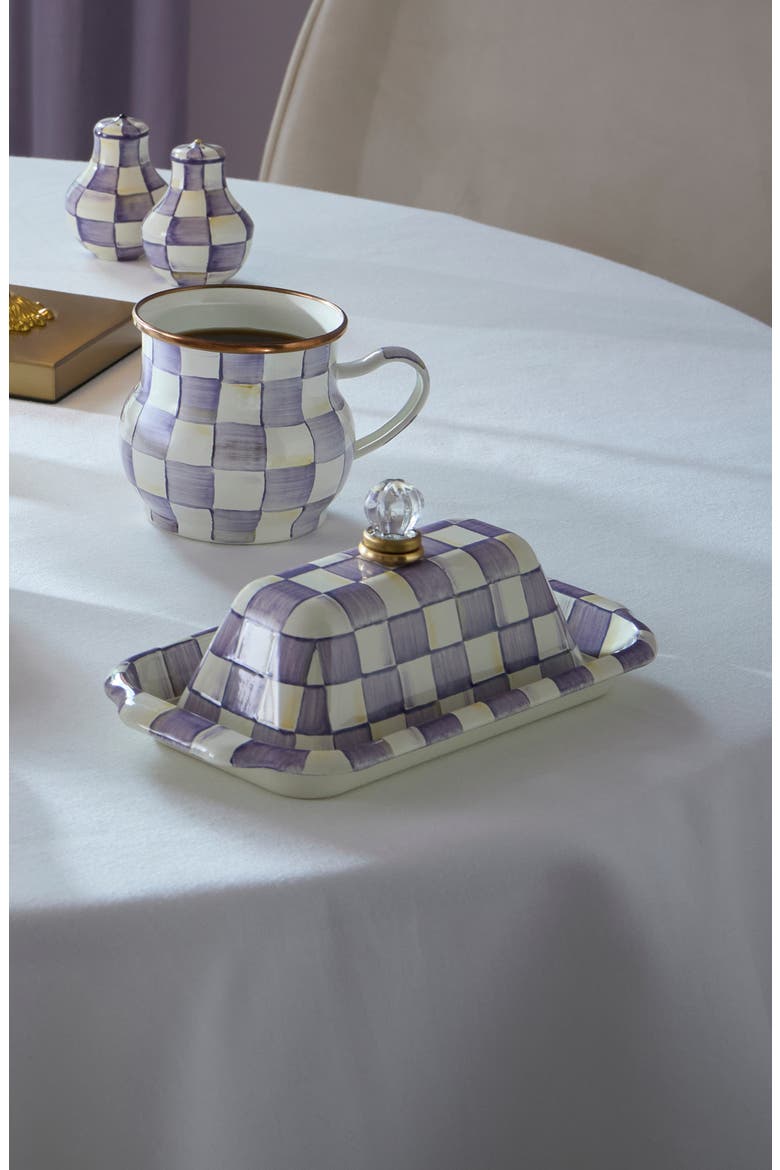 Violet Check Enameled Steel Butter Box, Alternate, color, VIOLET