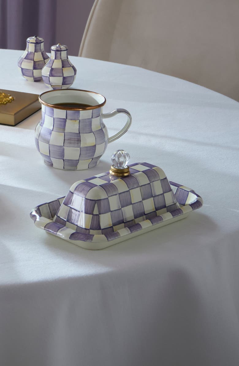 MACKENZIE CHILDS Violet Check Enameled Steel Butter Box, Alternate, color, Violet
