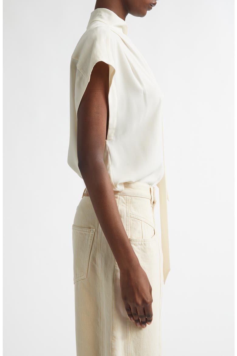 Selene Asymmetric Tie Neck Top, Alternate, color, ECRU