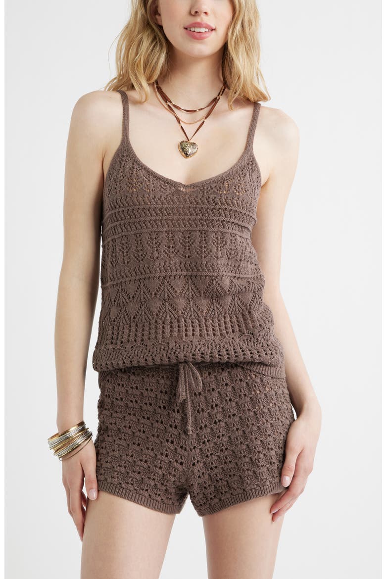 Open Stitch Cotton Tank, Main, color, BROWN QUARTZ