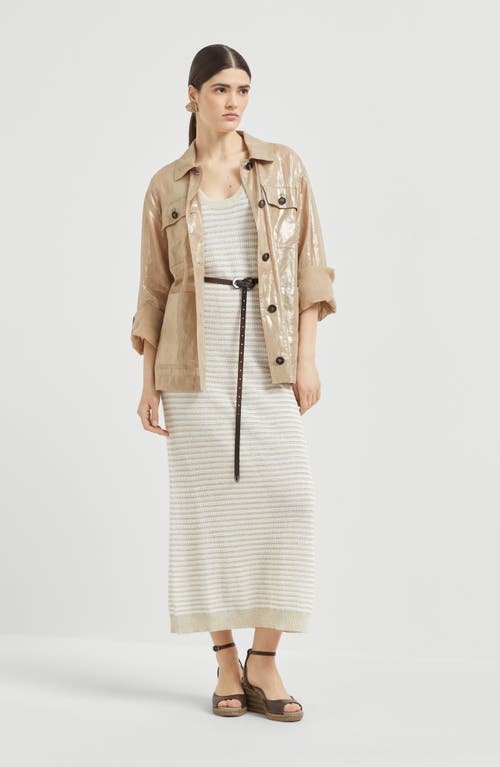 Brunello Cucinelli Stripe Scoop-neck Midi Dress In White