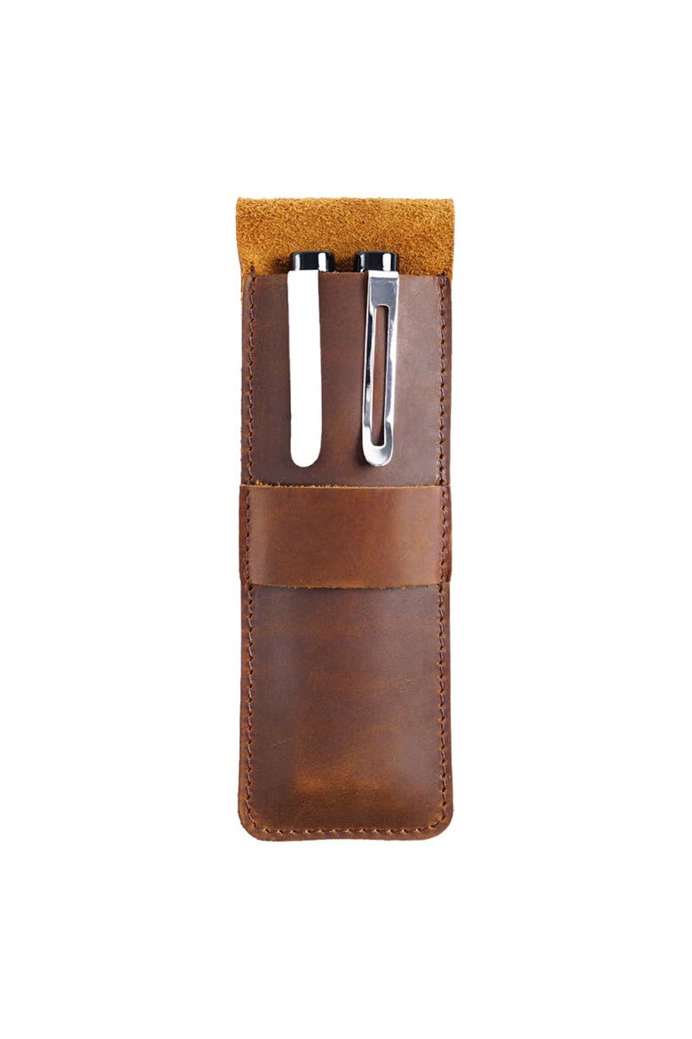 Paiman Leather Pen Holder | Handmade Leather Fountain Pen Pouch, Alternate, color, Brown