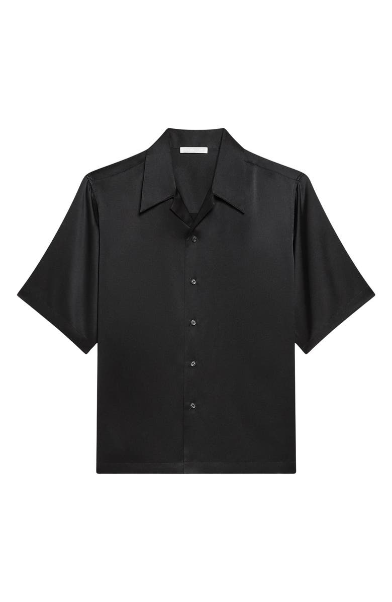 Helmut Lang Boxy Silk Camp Shirt, Alternate, color, Black