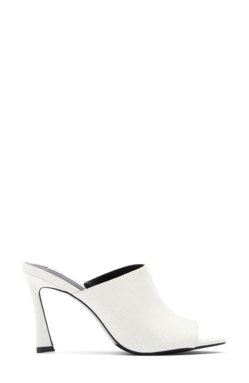 Shop Steve Madden Dayla Peep Toe Mule In White Leather