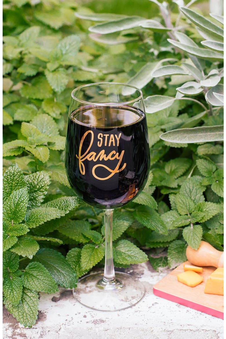 'Stay Fancy' Wine Glass, Alternate, color, GOLD