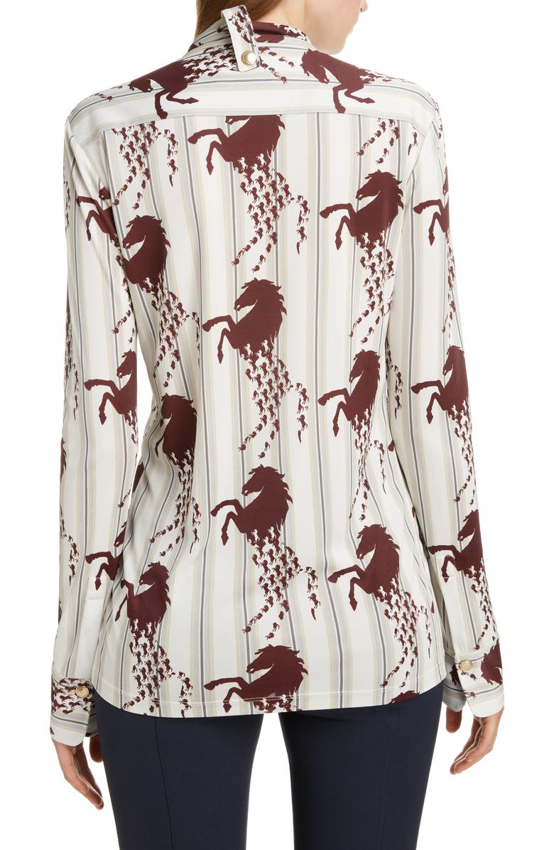 Chloé Horse Print Tie Neck Blouse, Alternate, color,