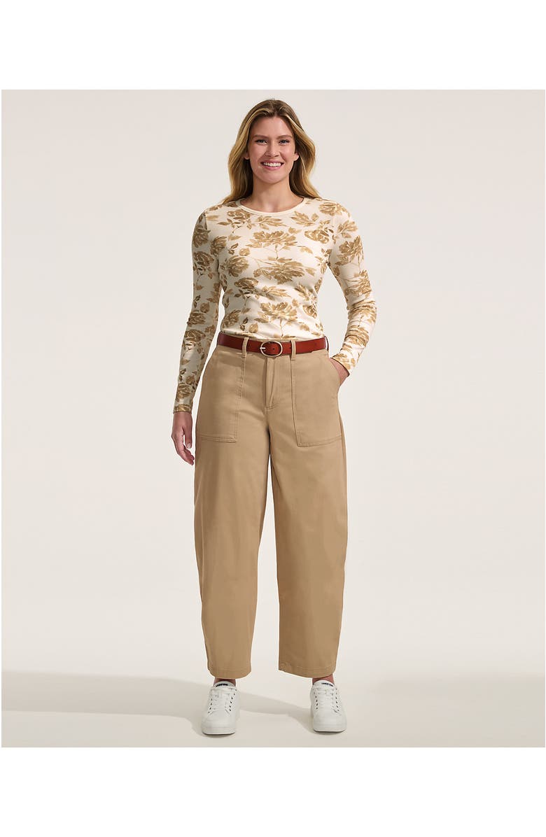 Lands' End Plus Size Chino High Rise Barrel Leg Utility Ankle Pants, Alternate, color, Desert Tan