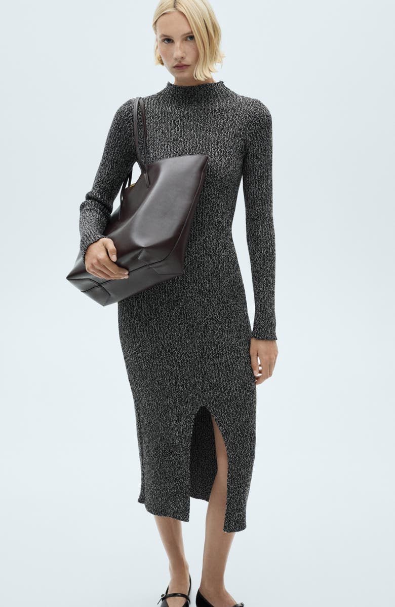 MANGO Flecked Long Sleeve Jersey Dress, Alternate, color, 