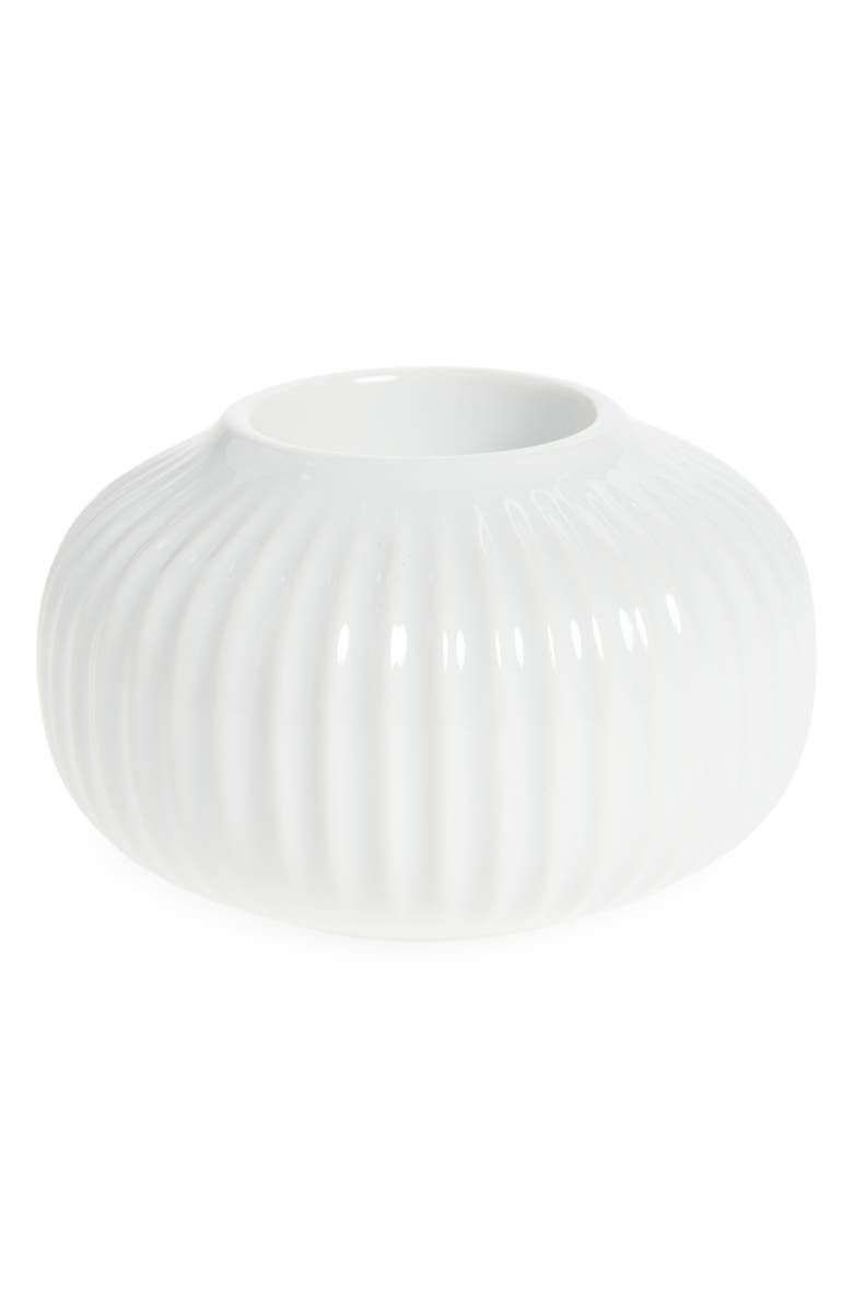 Kahler Hammershøi Round Porcelain Tealight Holder, Main, color, White