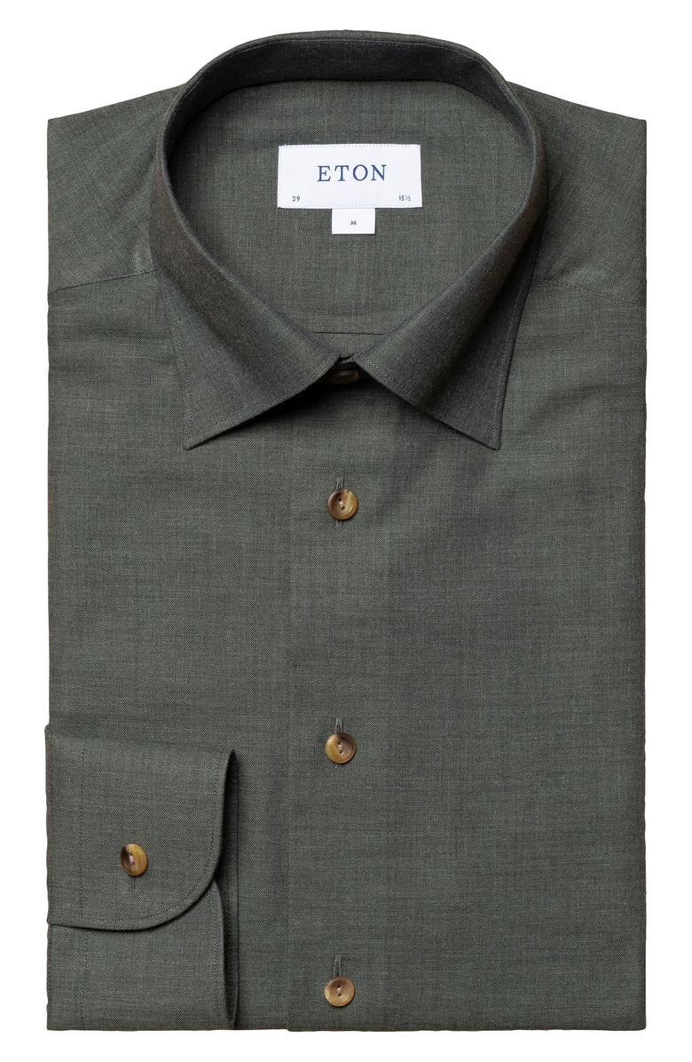 Eton Contemporary Fit Herringbone Flannel Cotton Shirt, Alternate, color,