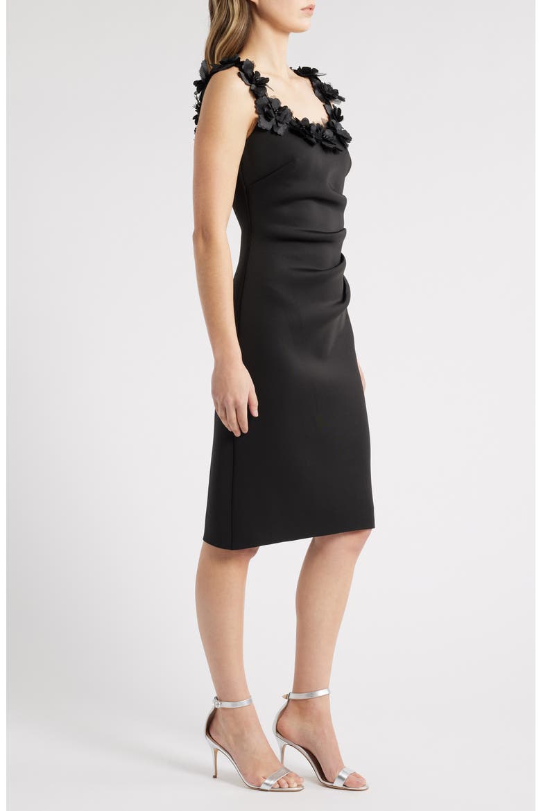 Flower Embellished Scoop Neck Minidress, Alternate, color, BLACK