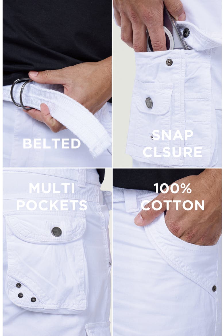 Belted Bermuda Cargo Shorts, Alternate, color, WHITE