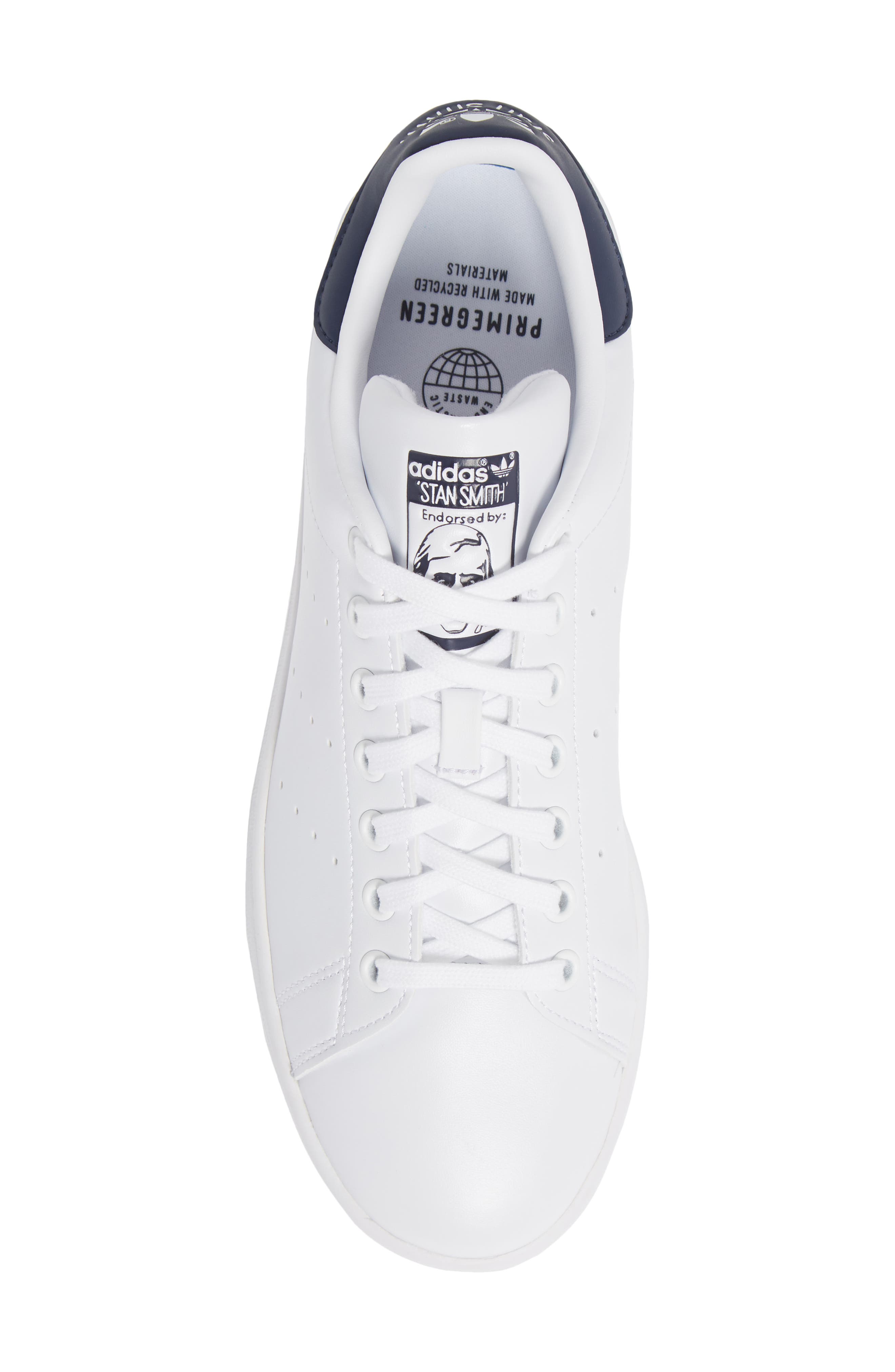 Stan Smith Low Top Sneaker, Alternate, color, WHITE/ WHITE/ COLLEGIATE NAVY