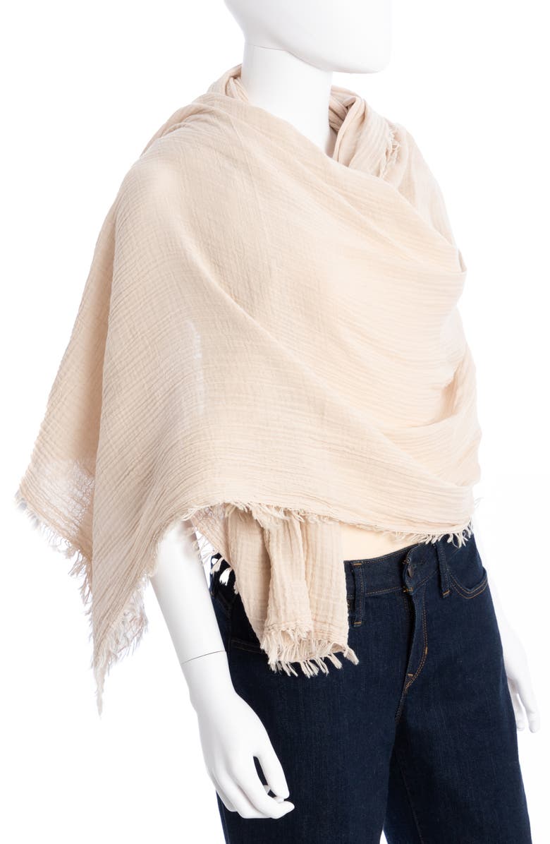 SAACHI Gauze Cotton Scarf, Alternate, color, Beige