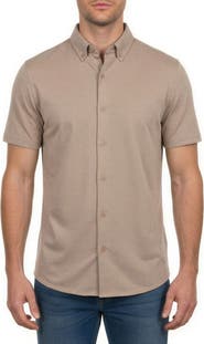 Victor Emmanuel Short Sleeve Knit Button-Down Shirt