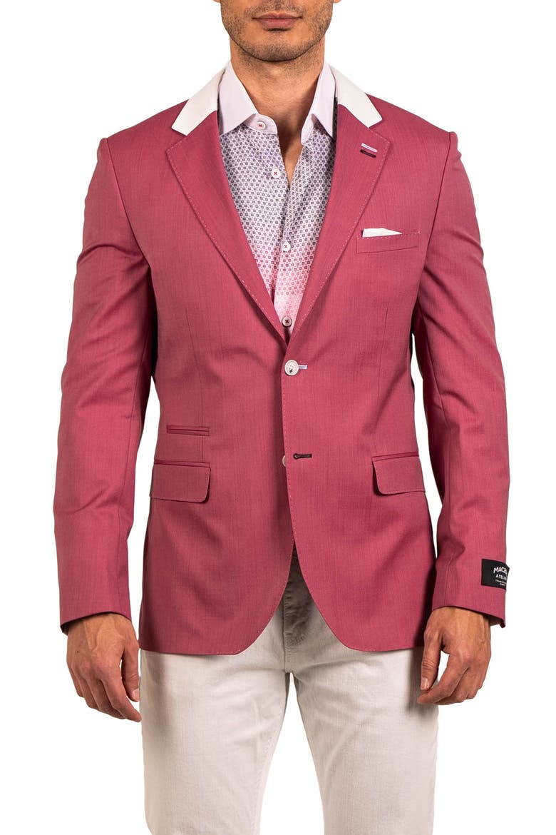 Socrate Evo Resistance13 Contrast Trim Virgin Wool Blazer, Main, color, RED