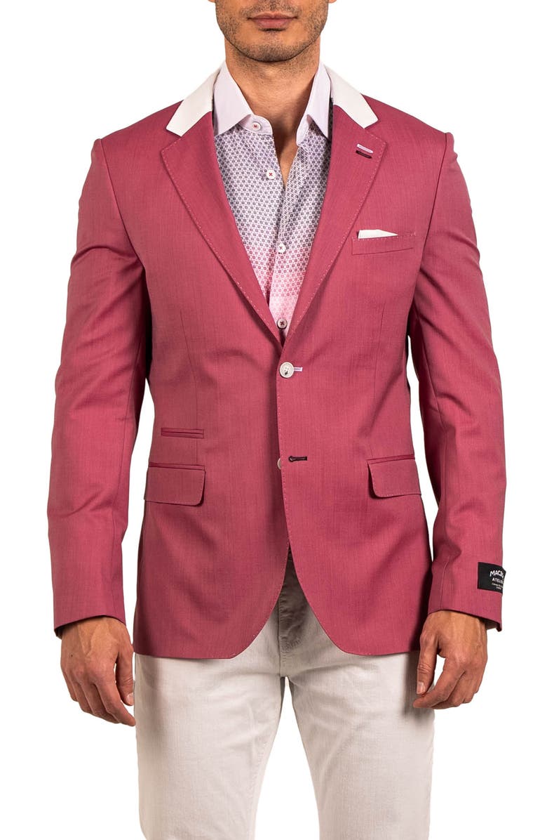 Maceoo Socrate Evo Resistance13 Contrast Trim Virgin Wool Blazer, Main, color, Red