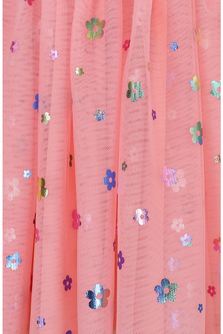Kids' Flutter Sleeve Floral Appliqué Dress, Alternate, color, CORAL