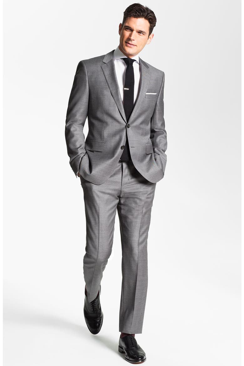 HUGO BOSS 'James/Sharp' Trim Fit Wool Suit, Alternate, color, GREY