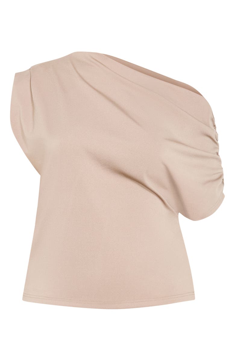 City Chic Imani One-Shoulder Top, Alternate, color, Taupe