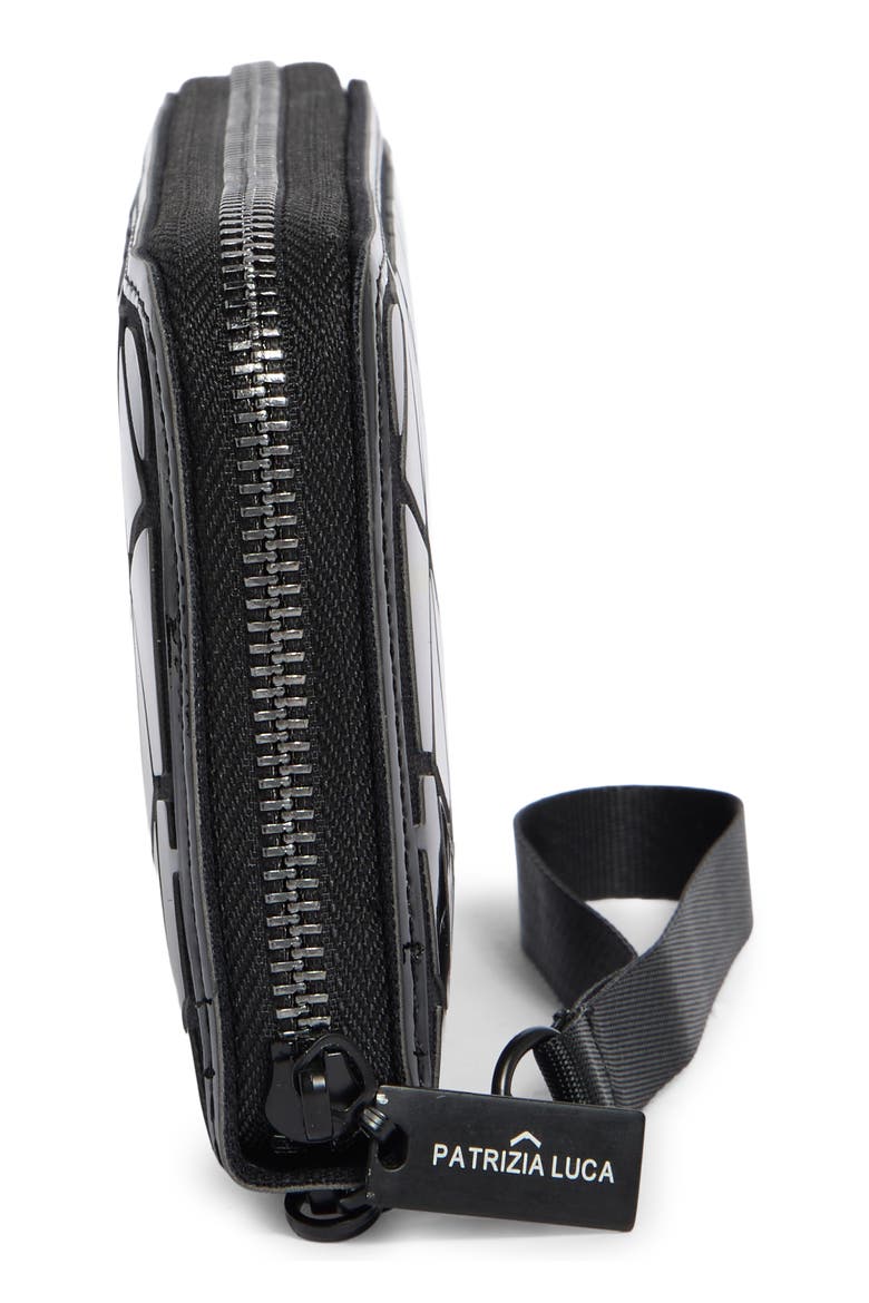 Geometric Zip Around Wallet, Alternate, color, SHINY BLACK