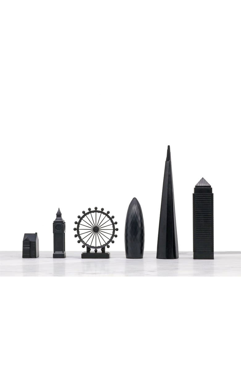SKYLINE CHESS Chess Set Acrylic LONDON vs NEW YORK with B/W Hatch Board, Alternate, color, White