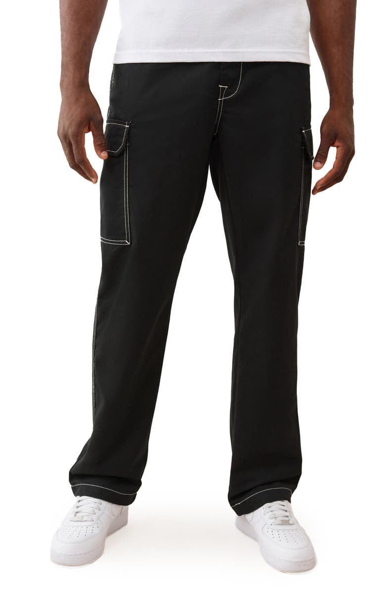 True Religion Horseshoe Outline Cargo Jeans, Main, color, Jet Black / Tr-V Red 2