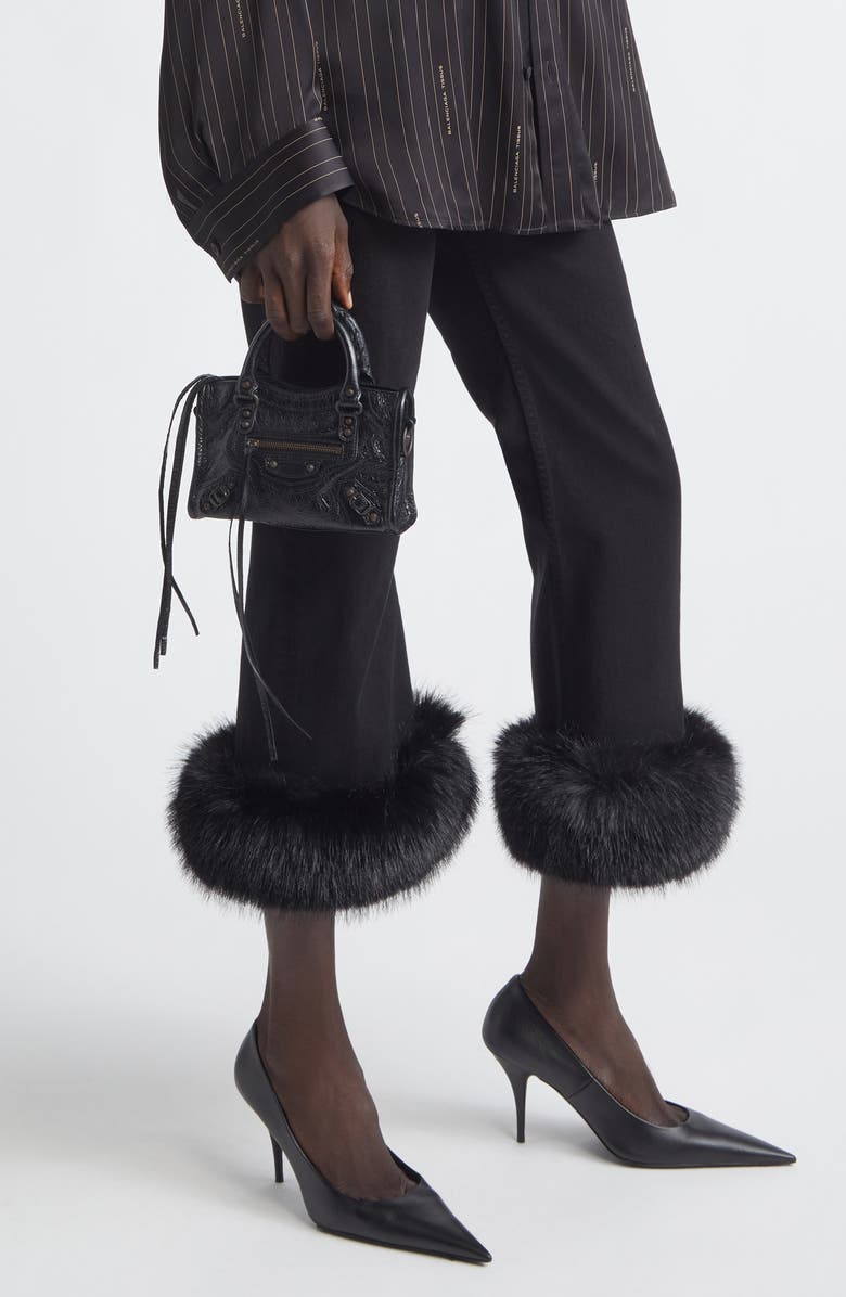 Balenciaga Nano Le City Arena Leather Top Handle Bag, Alternate, color, 1000 Black